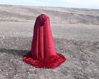 Red Velvet Haloween Cloak Little Red Riding Hood Cape Gothic Clothing Medieval Wedding Renaissance Festival Mardis Gras Gift for Her