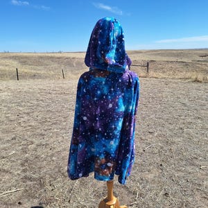 Purple Starry Night Celestial Hooded Cape Halloween Adult Costume Magic Cape Fantasy Whimsical Space Galaxy Wizard Magical Cape