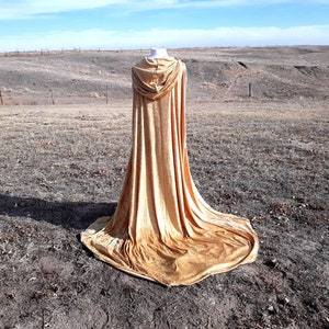 Gold Velvet Bridal Cape Hooded Wedding Cloak Gothic Medieval Renaissance Clothing Halloween Costume Egyptian Carnival Prom