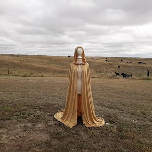 Gold Velvet Cloak Wedding Renaissance Festival Clothing Bridal Cape Egyptian Halloween Costume