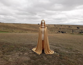 Gold Velvet Cloak Wedding Renaissance Festival Clothing Bridal Cape Egyptian Halloween Costume