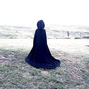 Black Cloak Hooded Fleece Cape Halloween Costume Renaissance Medieval Clothing Gothic Steampunk image 6