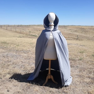 Grey Wool Hooded Cloak Halloween Costume Wedding Cape Renaissance ...