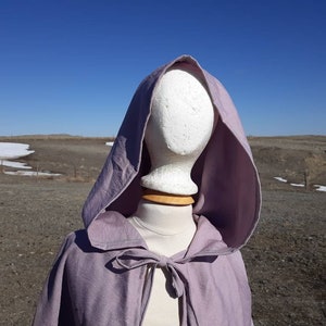 Dusty Lavender Purple Bridal Capelet Hooded Wedding Cloak Cape Adult Clothing Shrug Linen Look Fabric