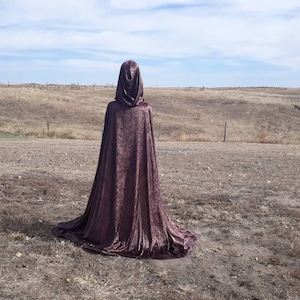 Brown Cloak Halloween Cape Velvet Hooded Renaissance Gothic Medieval Wedding Costume