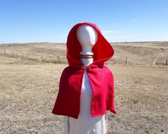Red Fleece Hooded Capelet: Adult Little Red Riding Hood Cloak