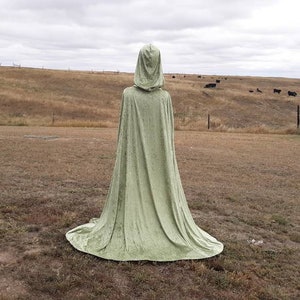 Sage Green Halloween Hooded Velvet Cloak Fairytale Woodland Costume Medieval  Renaissance Festival Wedding Cape Bridal