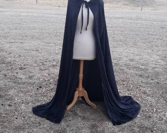 Black Halloween Hooded Cape Gothic Witch Velvet Cloak Costume Steampunk Vampire Fantasy Cosplay