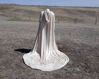 Champagne Wedding Cloak with Train Bridal Cape Renaissance Costume Handfasting