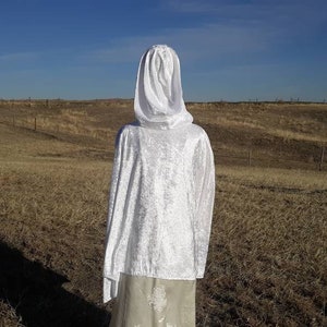 White or Ivory Velvet Bridal Cape Wedding Shrug Hooded Veil Handfasting Wedding