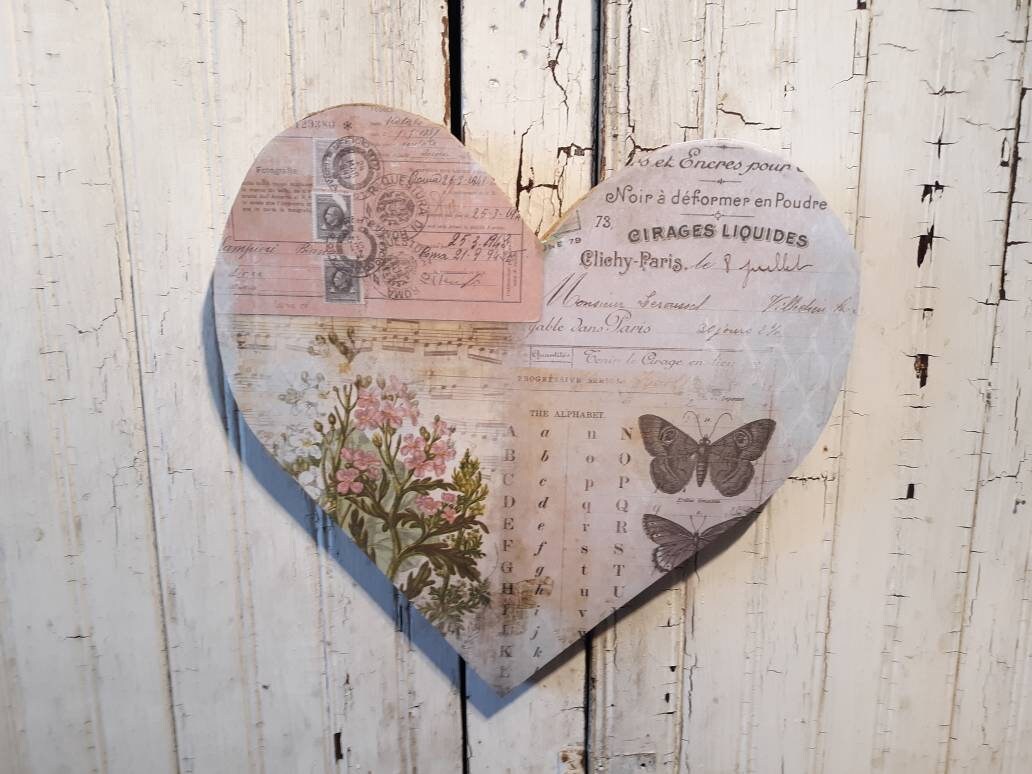 Rustic Wood Handmade Heart Farmhouse Valentine's Decor Large Wall ...