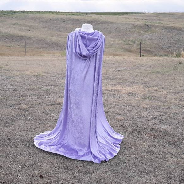 Cape de mariée à capuche violet lilas Costume d'Halloween pour adulte Cape de Mardis Gras Cape de princesse de mariage Renaissance médiévale