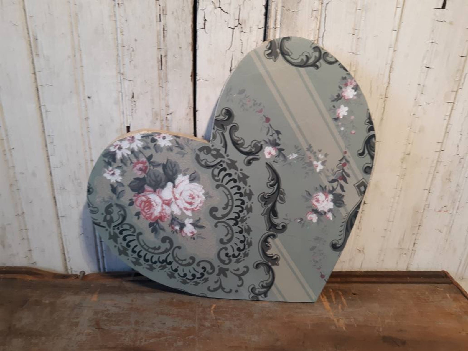 Rustic Wood Handmade Heart Farmhouse Valentine's Decor Large Wall ...