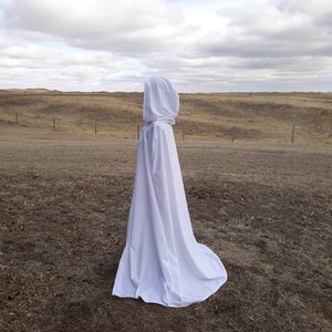 White Wedding Cloak Hooded Bridal Cape Medieval Renaissance Clothing Halloween Costume Handfasting Bridal Veil