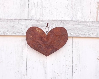 Rusty Tin Heart Antique Tin Upcycled From Barn Roof Wedding Rustic Farmhouse Primitive Mother&#39;s Day Gift