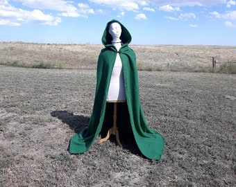 Green Hooded Cloak Halloween Fleece Cape Medieval Renaissance Clothing Winter Cape St Patrick's Day Storybook Fairytale