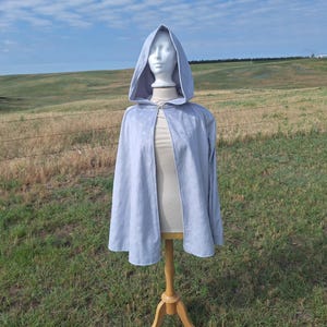 Lavender Grey Celestial Cape Wedding Cloak Hooded Veil Handfasting Halloween Costume Stars and Moons