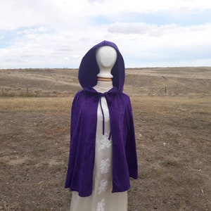 Purple Halloween Costume Bridal Capelet Hooded Wedding Cloak Adult Renaissance Clothing  Gothic Style
