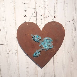 Rustic Heart Set of 2 Folk Art Primitive Mother&#39;s Day Gift Farmhouse Valentine&#39;s Day Decor