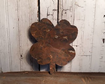 Rusty 4 Leaf Clover Antique Tin Upcycled From Barn Roof Farmhouse Rustic Primitive St Patrick's Day