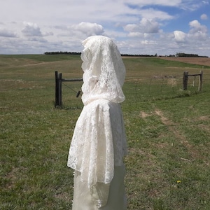 Ivory Lace Bridal Capelet Wedding Wrap Handfasting Wedding Gift Alternative Veil