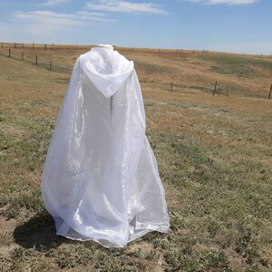 White Bridal Cloak Wedding Cape Renaissance Clothing Alternative Wedding Veil Irredescent Halloween Ghost Costume image 4