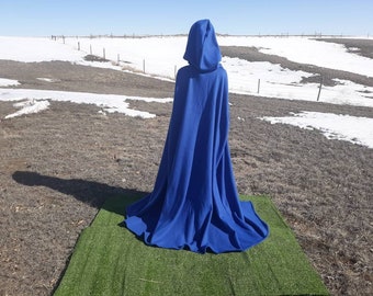 Royal Blue Fleece Hooded Cloak Adult Clothing Bridal Shrug Halloween Costume Something Blue Wedding Cape Renaissance Clothing