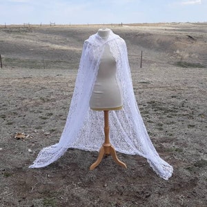 White Lace Bridal Cloak Hooded Wedding Cloak Cape Renaissance Clothing Handfasting
