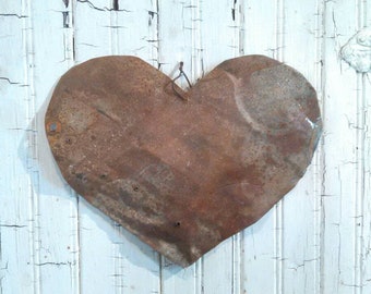 Rusty Tin Handmade Heart - Antique Tin Upcycled From Barn Roof -Wedding- Rustic Folk Art - Primitive - Mother&#39;s Day gift - Valentine&#39;s Day