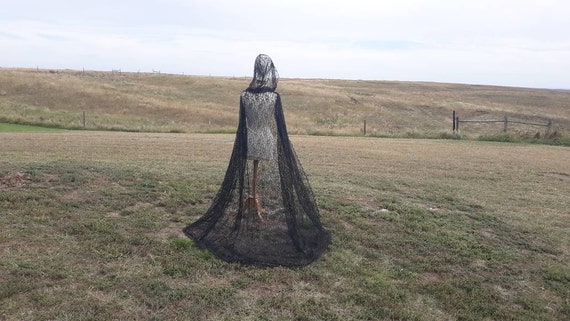 Black Lace Cape Cloak Hooded Wedding Gothic Etsy