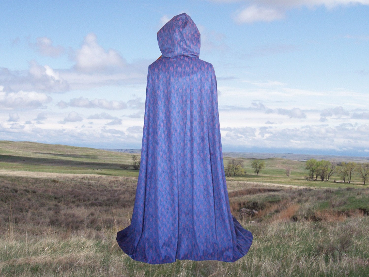 Blue Hooded Cloak Cape Faux Suede Wedding Costume Halloween | Etsy