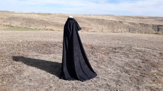 Schwarzer Umhang Mit Kapuze - Durchscheinender Hexenumhang Für Cosplay & Gothic