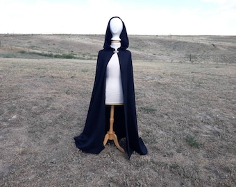 Black Wool Hooded Gothic Cloak Halloween Costume Wedding Cape Renaissance Adult Clothing Vampire Witch Costume