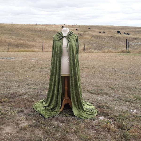 Green Cape Halloween Cloak Olive Hooded Velvet Cloak Fairytale Woodland Clothing Renaissance Medieval Costume Wedding Fantasy  CosPlay