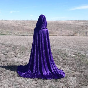 Purple Velvet Halloween Cloak Renaissance Costume Hooded - Etsy