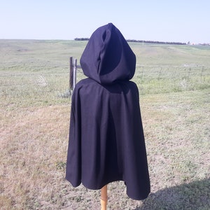 Black Wool Cape Halloween Costume Gothic Clothing Hooded Cloak Adult Clothing