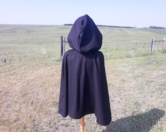 Capa de lana negra, disfraz de Halloween, ropa gótica, capa con capucha, ropa para adultos