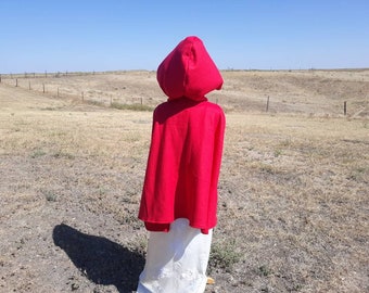Red Fleece Hooded Capelet Halloween Costume Little Red Riding Hood Wedding Cloak Storybook Fairytale Fall Clothing