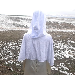 White Bridal Capelet Hooded Wedding Cape Adult Clothing Shrug Alternative Veil