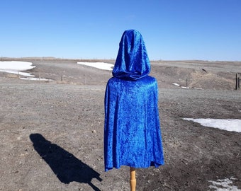 Royal Blue Velvet Capelet Hooded Cloak Adult Clothing Shrug Something Blue Wedding Bridal Cape