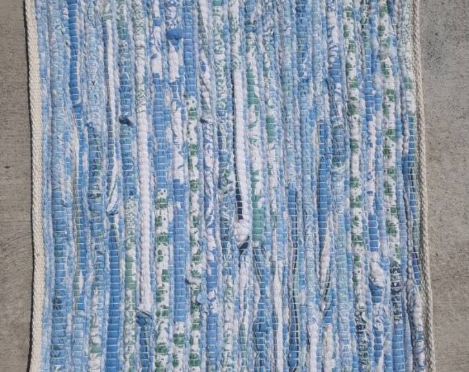 Blue Rug Hand Woven Rustic Farmhouse Decor 19 X 25 Primitive Home Decor ...