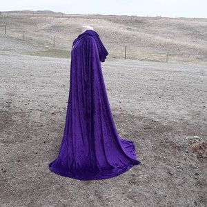 Purple Velvet Halloween Cloak Renaissance  Costume Medieval Wedding Cape Fantasy CosPlay Mardis Gras Magic