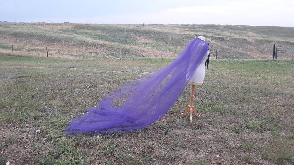 Purple Violet Cape Halloween Costume Hooded Cloak Renaissance Medieval Gothic Wedding Bridal Handfasting