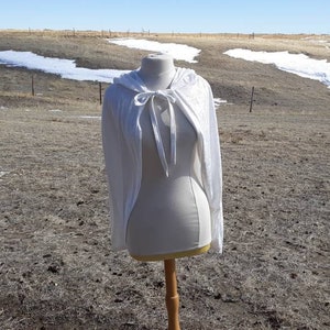 White or Ivory or Champagne Velvet Bridal Cape Wedding Shrug Hooded Veil Handfasting Capelet