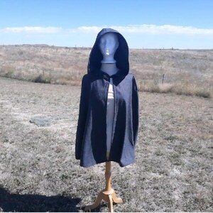 Gray Wool Hooded Cloak Halloween Costume Wedding Renaissance Medieval Clothing Fall Wardrobe Game Day