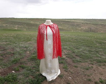 Red Lace Wedding Cape Renaissance Festival Little Red Riding Hood Costume