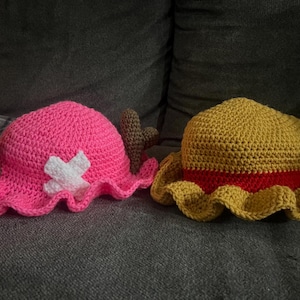 Anime Bucket Hat - Straw Hat, Pink Antler - Crochet image 1