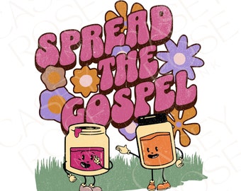 Retro Christian PNG, Spread the Gospel Sublimation Design, Instant Download, Religious Godly Gifts PNG, Bible Verse Shirt, Faith Clip Art
