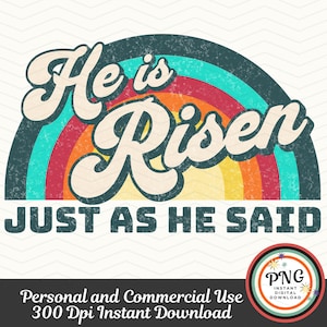 Er ist auferstanden PNG, Retro christlicher Glaube Ostern PNG, Jesus Auferstehung Clip Art, christliches Hemd Sublimationsdesign, Kirchenbibelversgeschenk