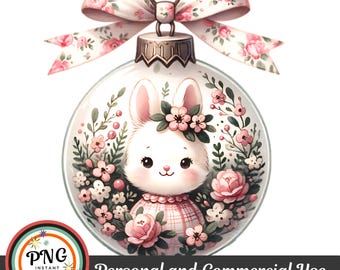 Coquette Easter Bunny Floral png, Easter Bunny png, Coquette Easter Design, Vintage Easter Girly Happy Easter Spring Flowers Clipart 300 DPI